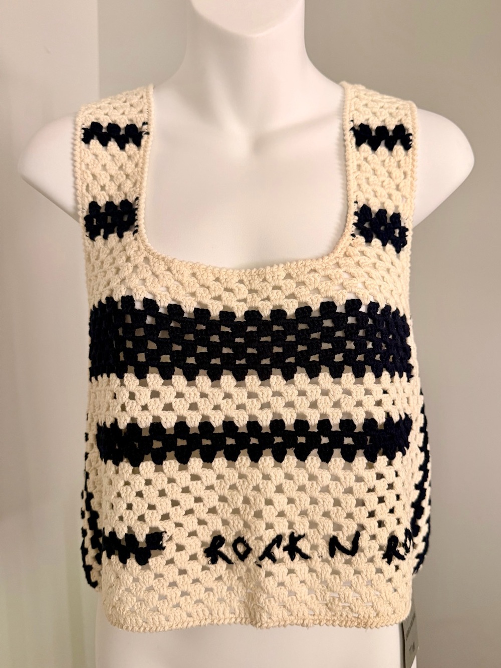 Zadig & Voltaire Crochet Knit Rock n Roll Crop Sweater Tank Top Sz S NWT $248!!